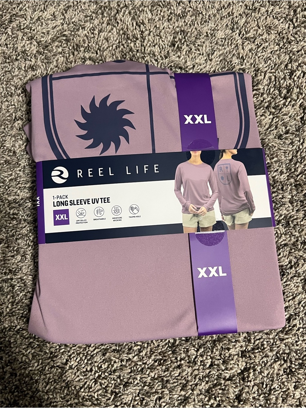 Reel Life Men's Long Sleeve UV Tee in Mauve - XXL